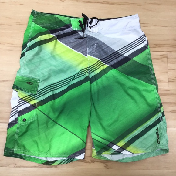 O’Neill Green Plaid Swim Board Shorts Size 33 - Picture 2 of 8